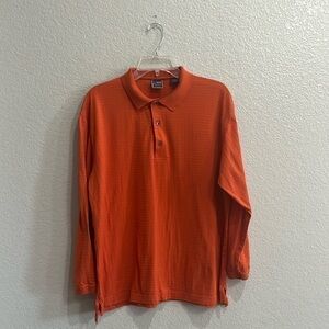 T. Harris London Men’s Long Sleeve Polo Shirt orange size Medium